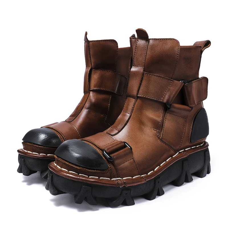 Leather Work Fabric - 남성용 정품 가죽 오토바이 부츠, 고스