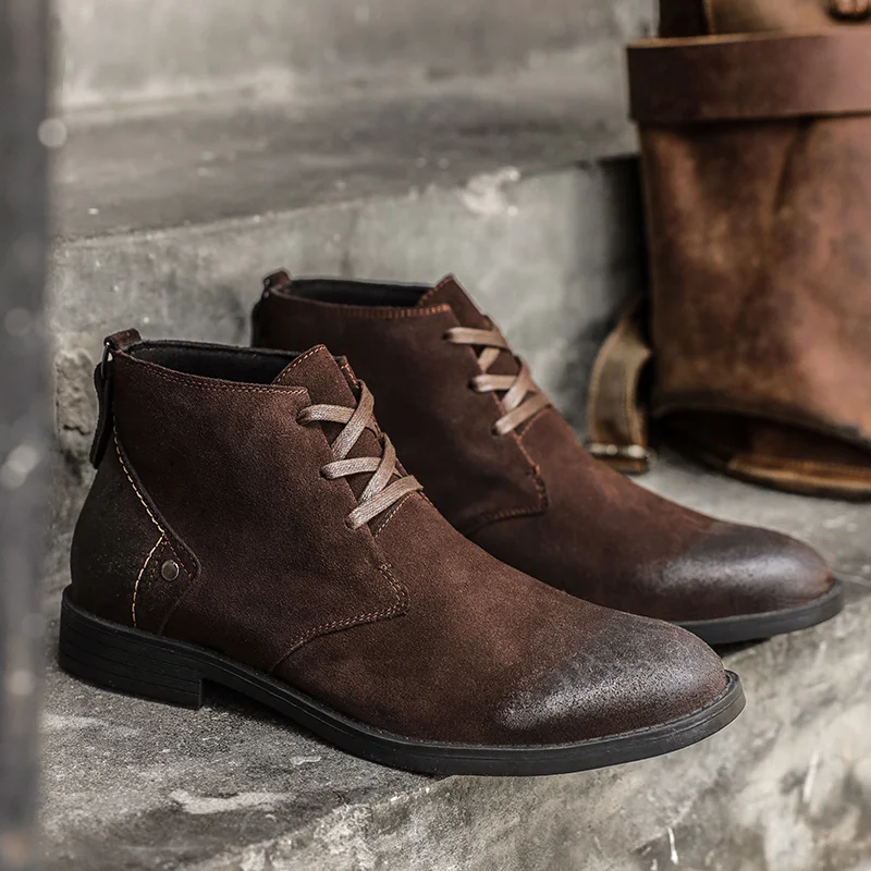 Leatherwork Designs - 새로운 소가죽 스웨이드 앵클 부츠 수제