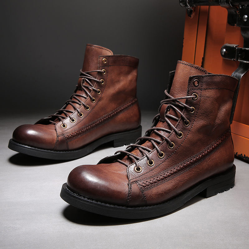 Leather Work Fabric - 남성용 발목 부츠 클래식 수제 가죽