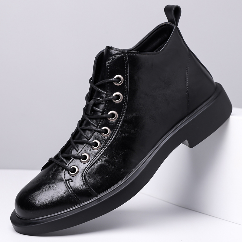 Leather Work Fabric - 남성 영국 레트로 미드탑 가죽 부츠
