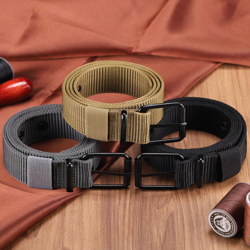 Leatherwork Eyelets - 남성용 벨트 다공성 캔버스 핀 버클