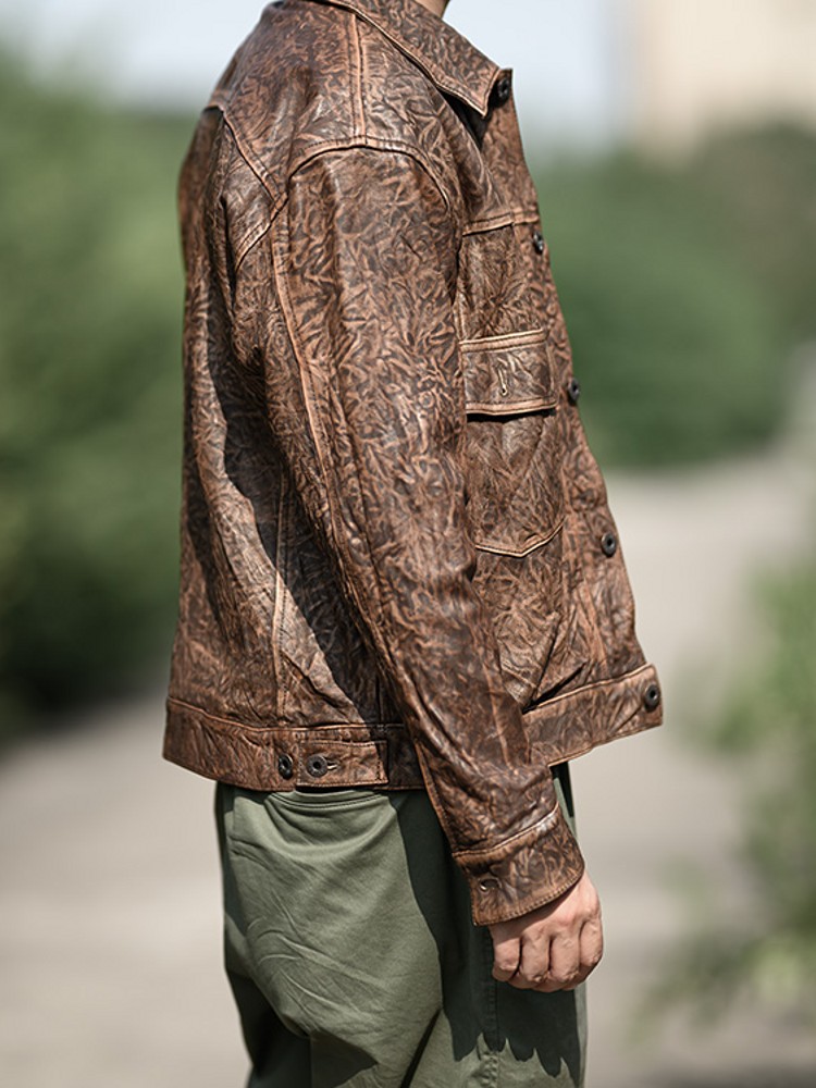 남성용 빈티지 주름진 진짜 양가죽 재킷, 루즈핏 싱글  - Leatherwork Designs 리뷰 및 가격