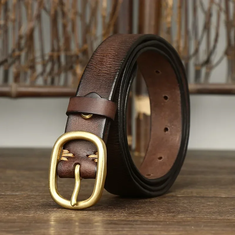2.8CM 숙녀 순수 소 가죽 여성을위한 고품질 정품  - Leather Work Jeans 리뷰 및 가격