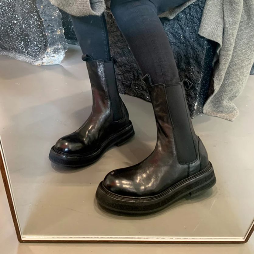 2026 봄 여성용 PU 가죽 미드 카프 부츠 플랫 힐 - Leather Work Western 리뷰 및 가격