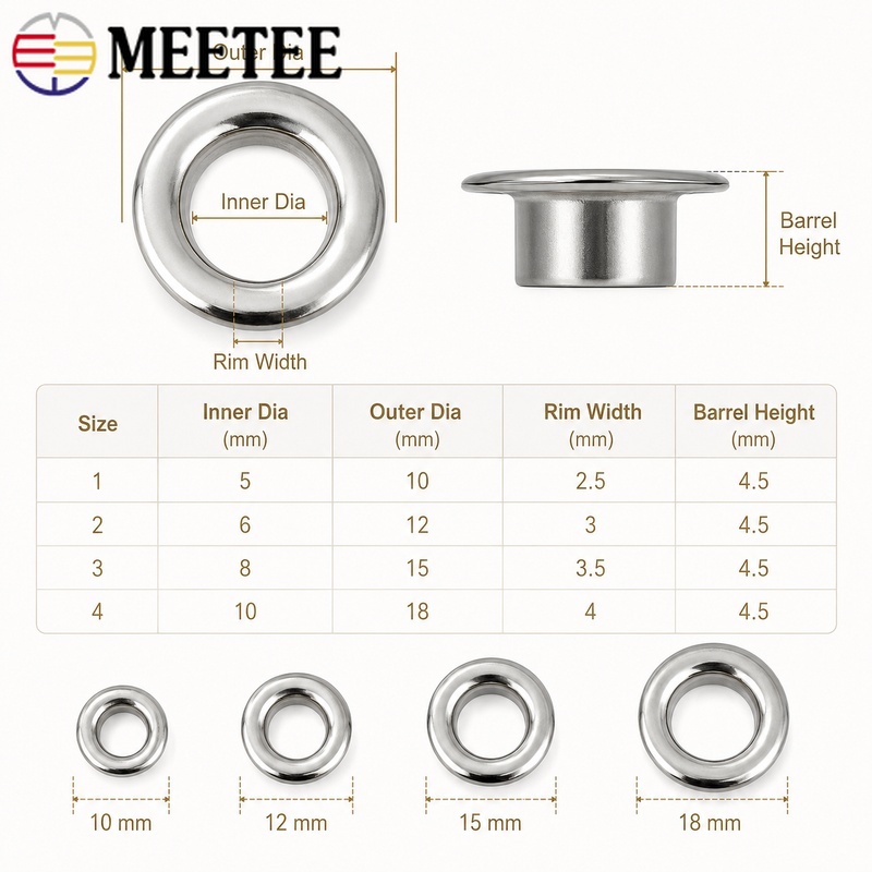 100세트 미티 4/5/8/10/12mm 금속 아일렛  - Leatherwork Eyelets 리뷰 및 가격