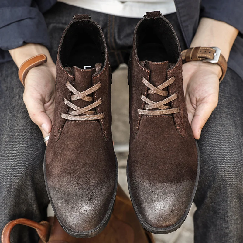 새로운 소가죽 스웨이드 앵클 부츠 수제 빈티지 영국 남 - Leatherwork Designs 리뷰 및 가격