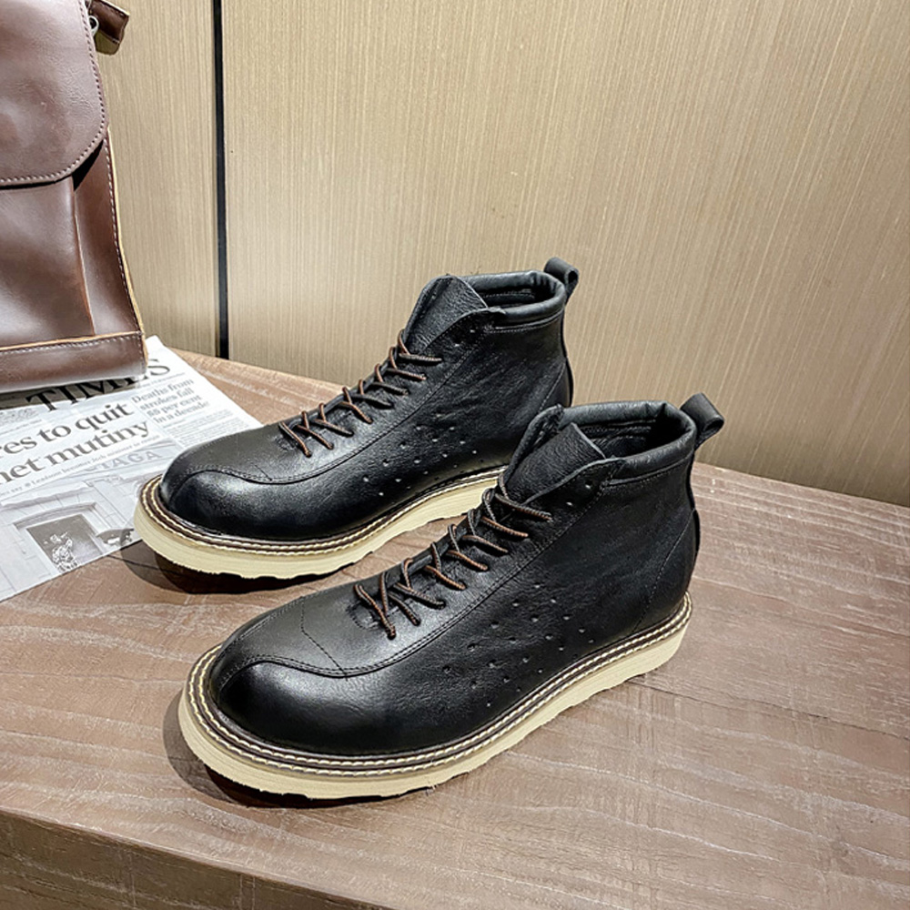 남성용 천연 가죽 첼시 부츠 영국 스타일 하이탑 가죽  - Leather Work Western 리뷰 및 가격