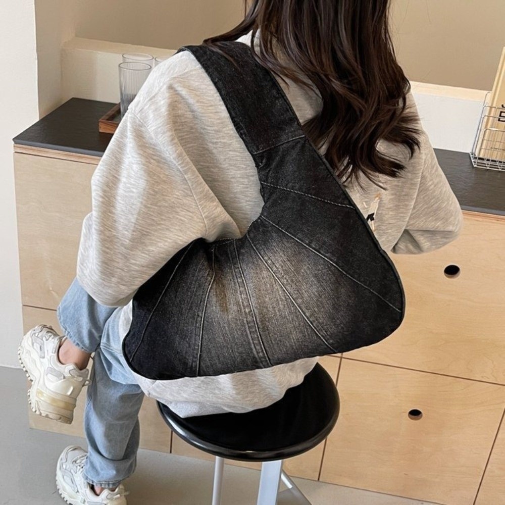 빈티지 대용량 워싱 데님 숄더백 부드러운 지퍼 초승달  - Leather Work Jeans 리뷰 및 가격