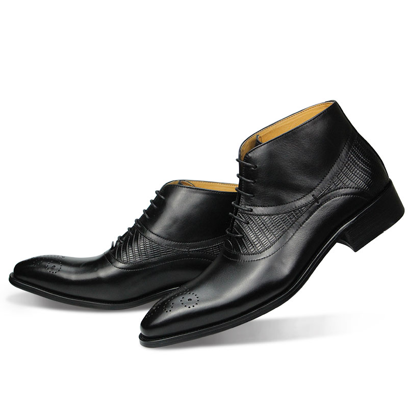 남성용 진짜 가죽 앵클 부츠, 블루 및 블랙 기본 부츠 - Leather Work Factory 리뷰 및 가격