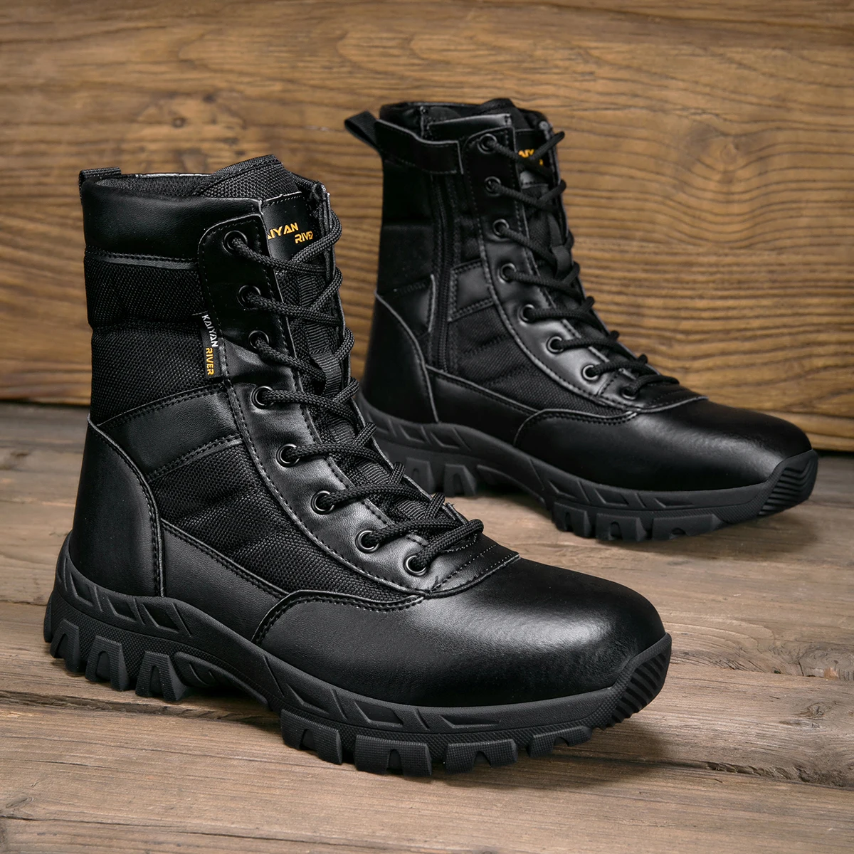남성용 야외 하이킹 신발 하이탑 가죽 부츠 전술 군용  - Leather Work Fabric 리뷰 및 가격
