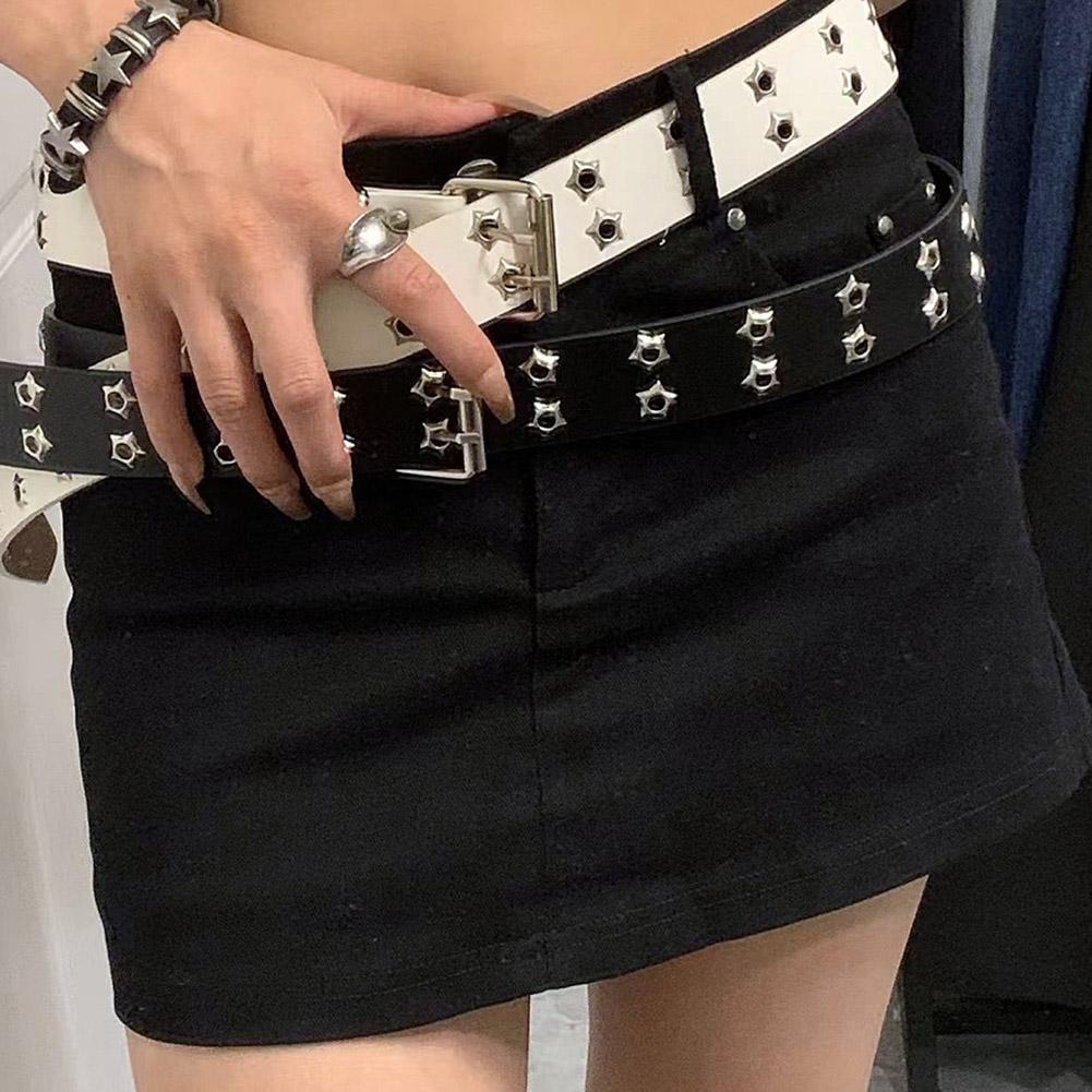 Y2K 펑크 리벳 가죽 벨트 더블 로우 스타 메탈 아일 - Leatherwork Eyelets 리뷰 및 가격