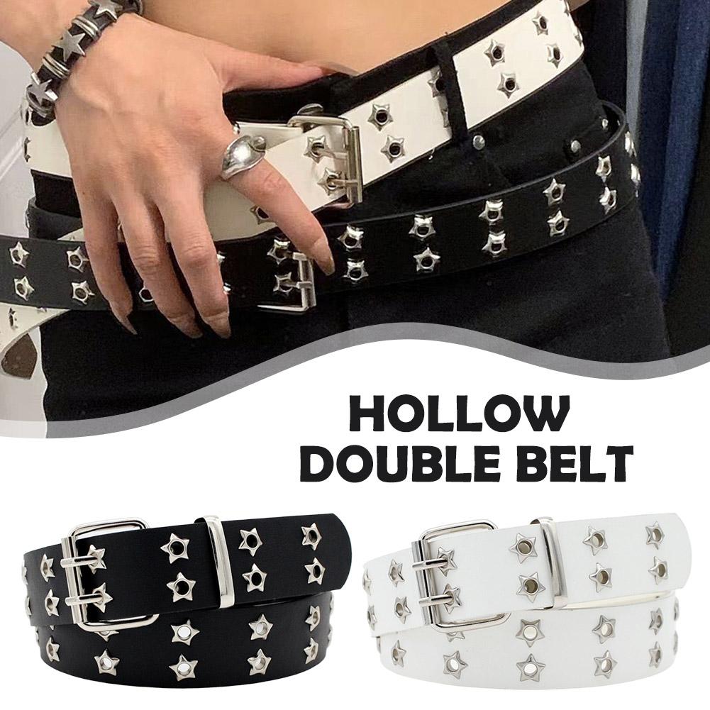 Y2K 펑크 리벳 가죽 벨트 더블 로우 스타 메탈 아일 - Leatherwork Eyelets 리뷰 및 가격