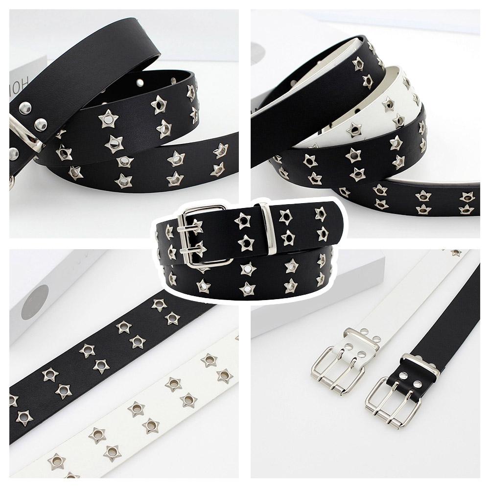 Y2K 펑크 리벳 가죽 벨트 더블 로우 스타 메탈 아일 - Leatherwork Eyelets 리뷰 및 가격