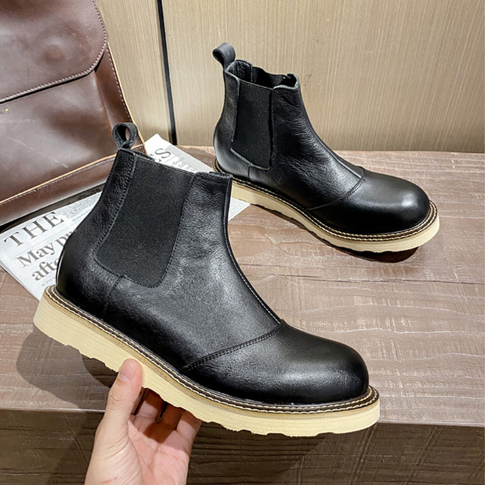 레트로 남성용 천연 가죽 첼시 부츠 하이탑 가죽 작업화 - Leather Work Western 리뷰 및 가격