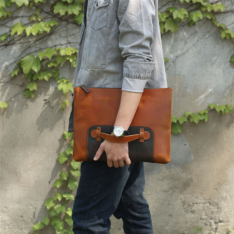 빈티지 수제 천연 가죽 대용량 남성 클러치백 심플 디자 - Leatherwork Designs 리뷰 및 가격