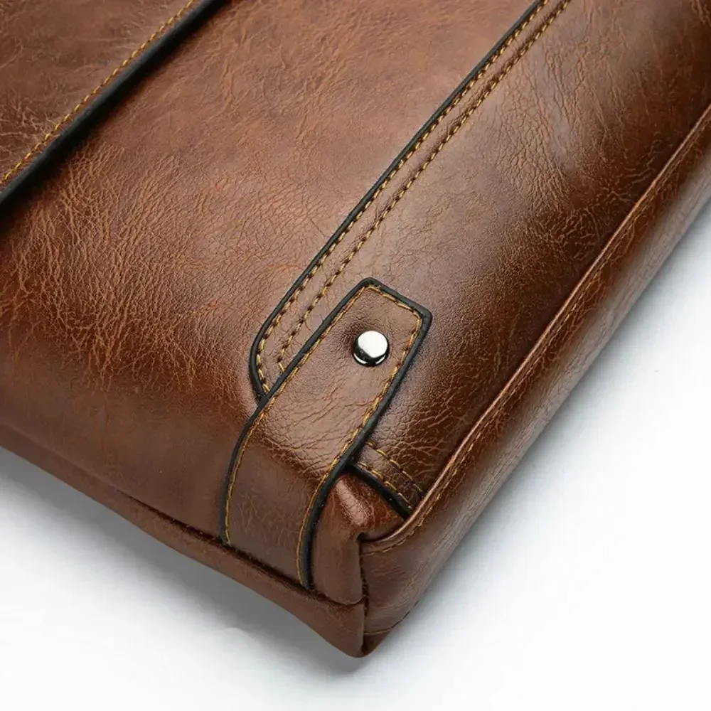 남성용 서류 가방 PU 가죽 토트 보스턴 통근 노트북  - Leatherwork Designs 리뷰 및 가격