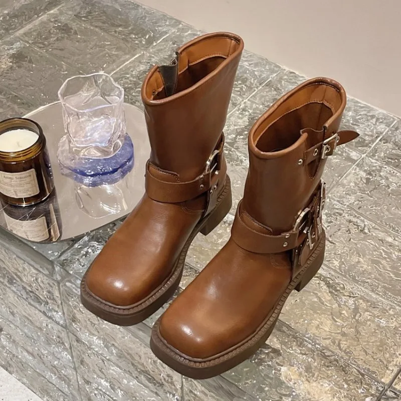 여성 발목 부츠 가을 작업 패션 우아한 펑크 블랙 럭셔 - Leather Work Western 리뷰 및 가격