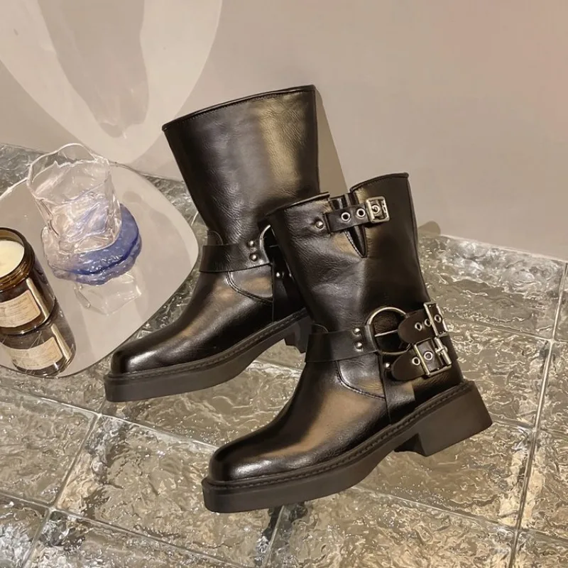 여성 발목 부츠 가을 작업 패션 우아한 펑크 블랙 럭셔 - Leather Work Western 리뷰 및 가격