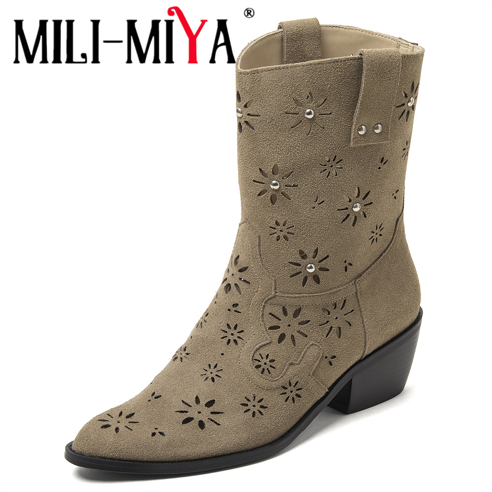 MILI-MIYA 2026 여성 웨스턴 카우보이 앵클  - Leather Work Western 리뷰 및 가격