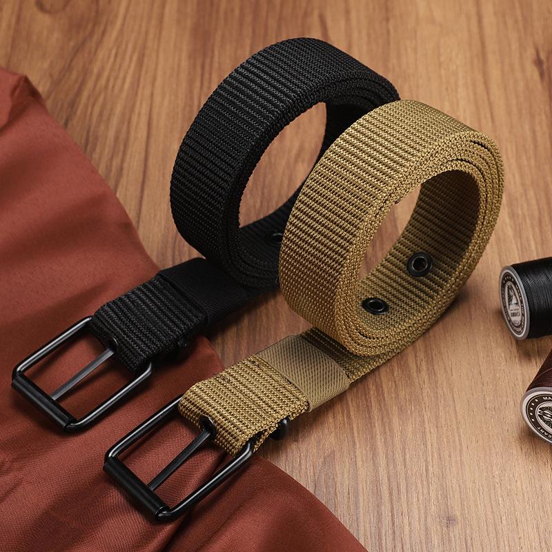 남성용 벨트 다공성 캔버스 핀 버클 가죽 벨트 야외 스 - Leatherwork Eyelets 리뷰 및 가격